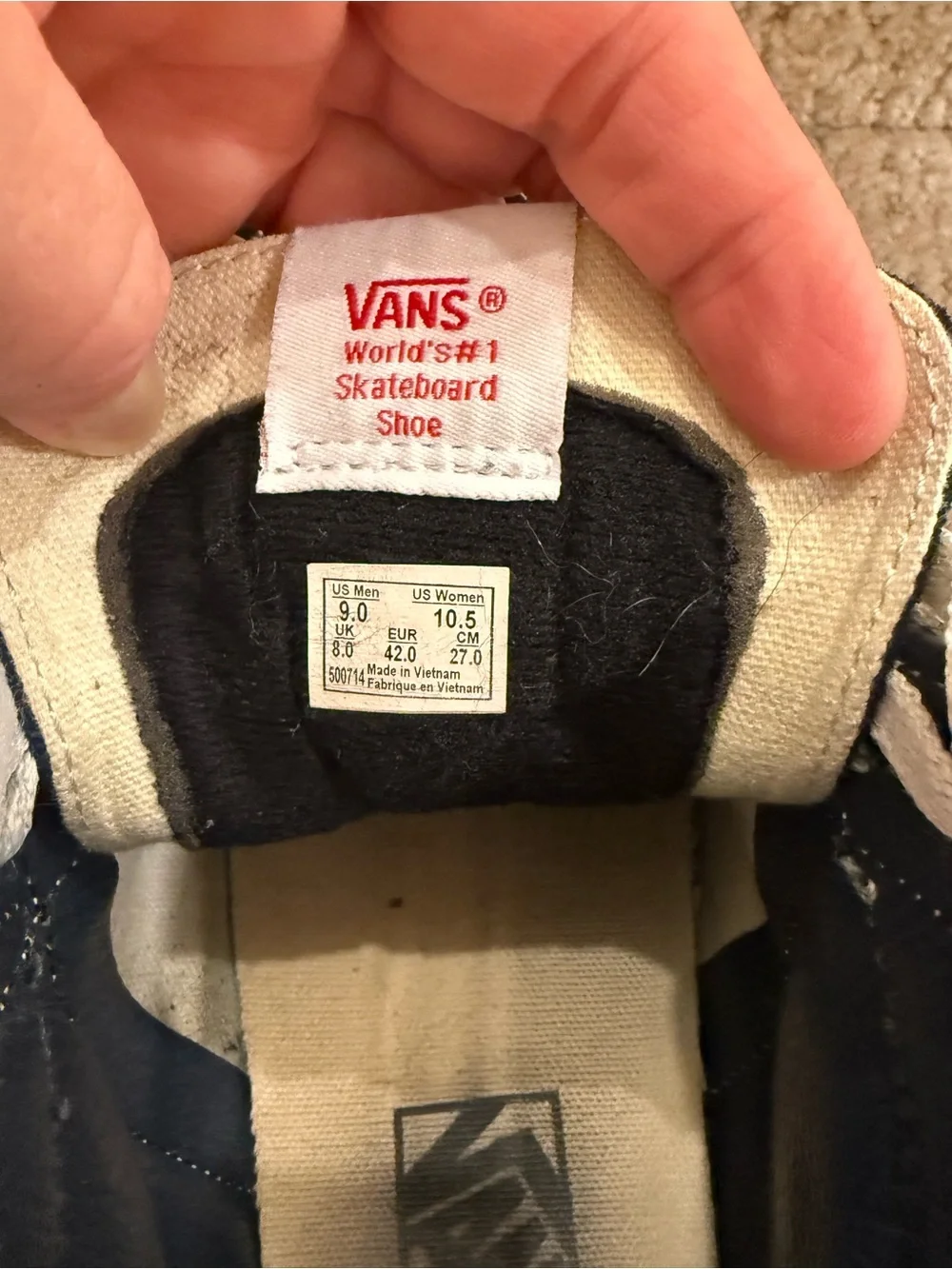Vans Men’s High-Top Sneakers in Navy and White